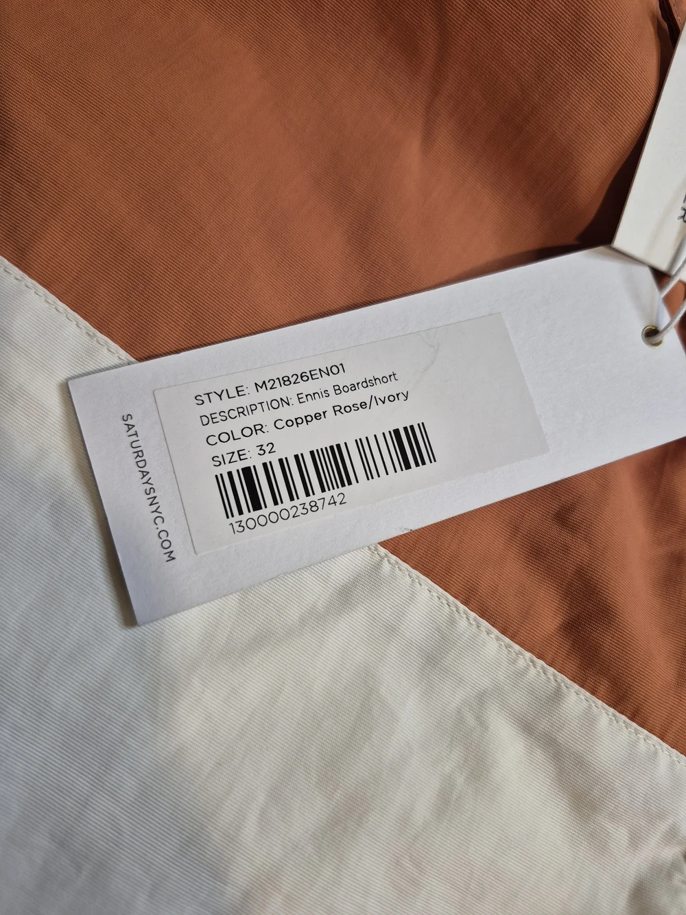 Saturdays NYC Two-Tone Rust & White Swim Trunks 4396/5
